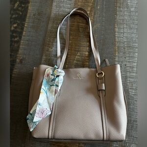 Nanette Lepore Shoulder Bag Vegan Pebble Leather Satchel Three Sectioned Purse